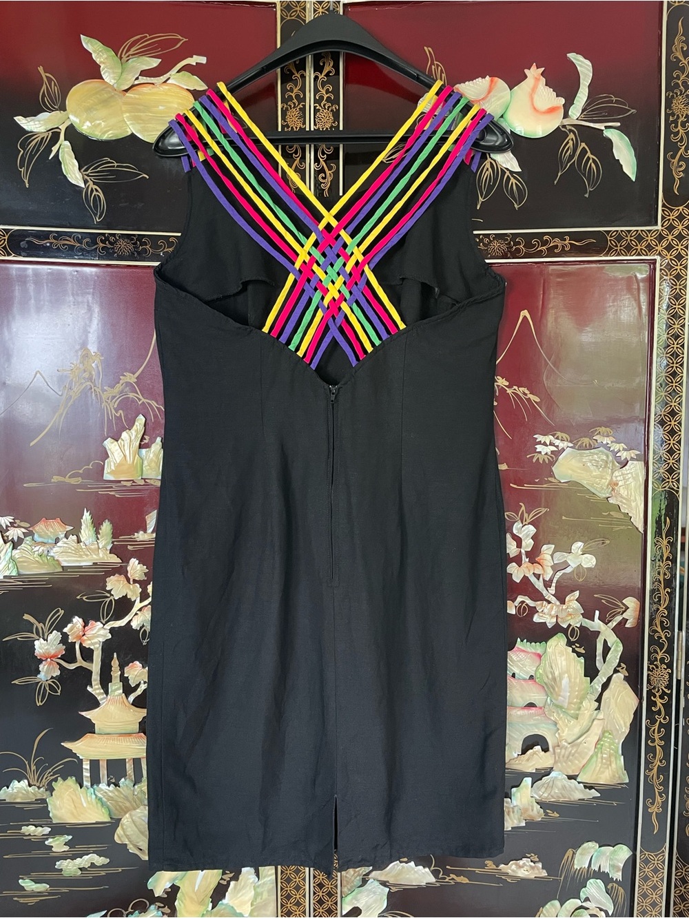 80s Rainbow linen dress - Picture 5 of 10